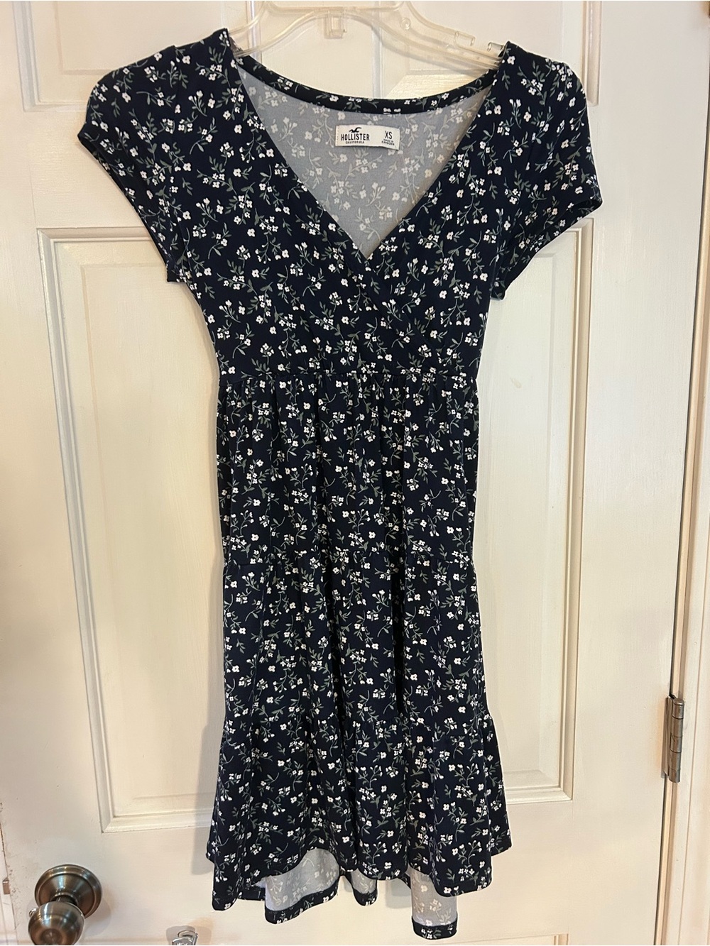 Hollister Navy and White Floral Sundress